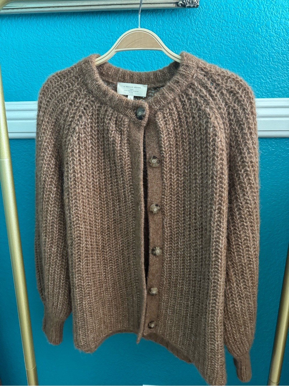 Sezane Mottled Camel Cardigan